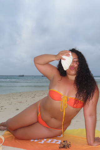 High Waisted Bikini Bottoms - Orange