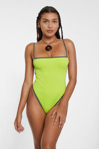 Bandeau Cut Swimsuit (Lime)