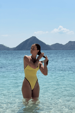 Round Neck Swimsuit - Yellow