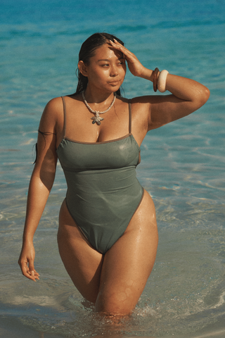 Bandeau Cut Swimsuit - Green