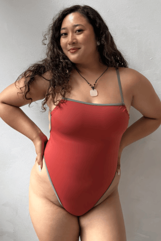 Bandeau Cut Swimsuit - Tangerine