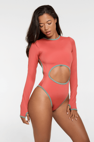 Long Sleeved Swimsuit - Tangerine