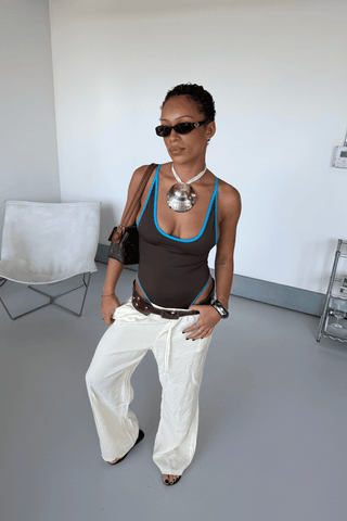 Round Neck Swimsuit - Mocha