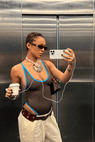 Round Neck Swimsuit - Mocha