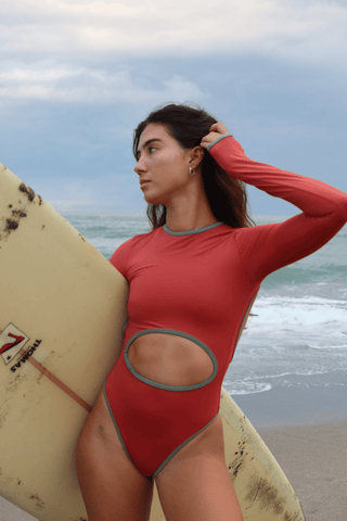 Long Sleeved Swimsuit - Tangerine