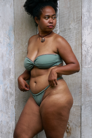 Ruched Bikini Bottoms - Green