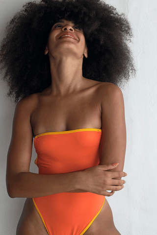 Bandeau Cut Swimsuit - Orange