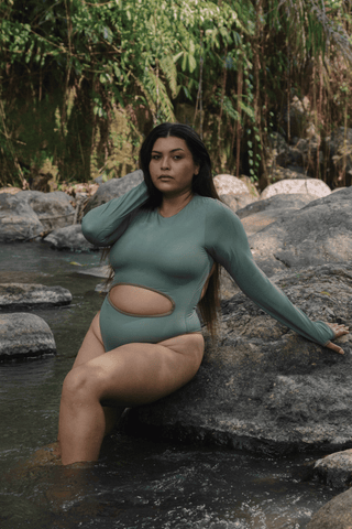 Long Sleeved Swimsuit - Green