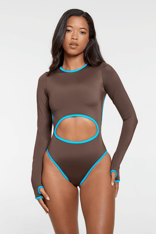 Long Sleeved Swimsuit - Mocha