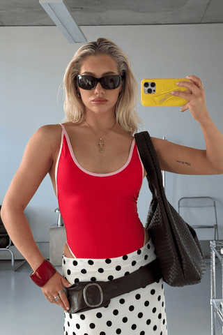 Round Neck Swimsuit - Pomegranate