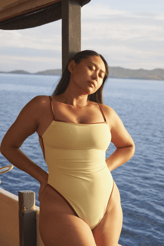 Bandeau Cut Swimsuit - Yellow