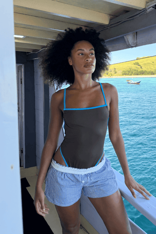 Bandeau Cut Swimsuit - Mocha